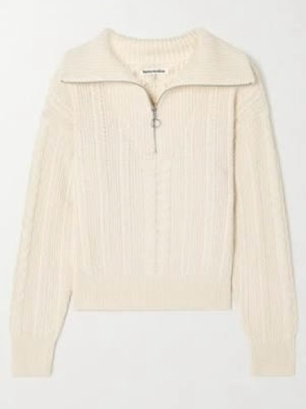Reformation Lucca Cotton Cable Half Zip Sweater - Picture 2 of 3
